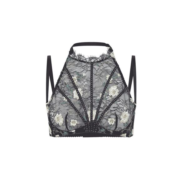 NWT Agent Provocateur Athena High Neck Lace Bra Top Black Multi Size 3 - Picture 6 of 16